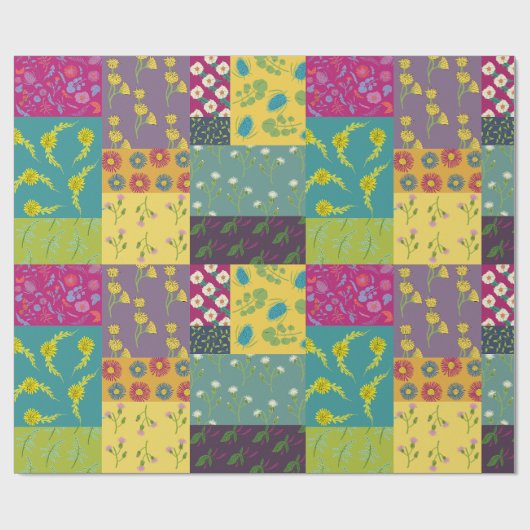 Boho Maximalist Patchwork Quilt Hübsch Floral Geschenkpapier (Flach)