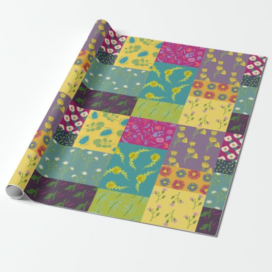 Boho Maximalist Patchwork Quilt Hübsch Floral Geschenkpapier (Ungerollt)