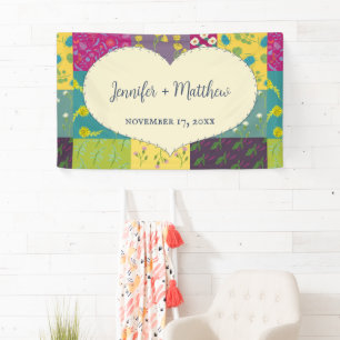 Boho Maximalist Patchwork Quilt Wedding Banner