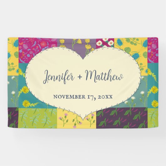 Boho Maximalist Patchwork Quilt Wedding Banner (Horizontal)