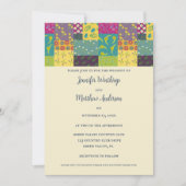 Boho Maximalist Patchwork Quilt Wedding Einladung (Vorderseite)