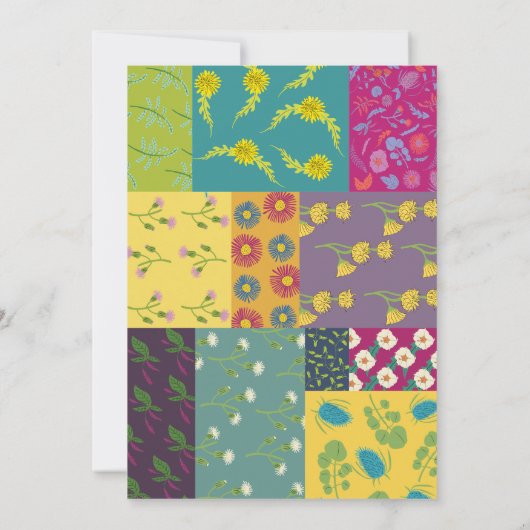 Boho Maximalist Patchwork Quilt Wedding Einladung (Rückseite)