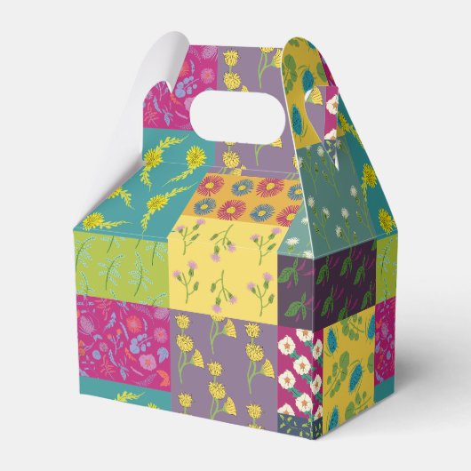 Boho Maximalist Patchwork Quilt Wedding Geschenkschachtel (Rückseite)