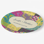 Boho Maximalist Patchwork Quilt Wedding Pappteller (Schrägansicht)