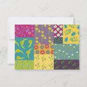 Boho Maximalist Patchwork Quilt Wedding RSVP Karte (Rückseite)