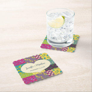 Boho Maximalist Patchwork Quilt Wedding Untersetzer