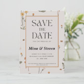 Boho Meadow Wildblume Beige Wedding Save The Date (Stehend Vorderseite)