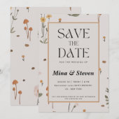 Boho Meadow Wildblume Beige Wedding Save The Date (Vorne/Hinten)