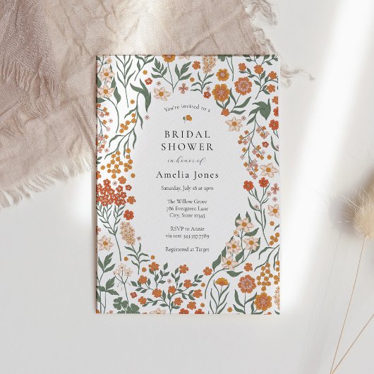 Boho Meadow Wildblume Brautparty Einladung