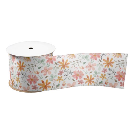 Boho Meadow Wildblumen Garden Floral Satinband (Spule)