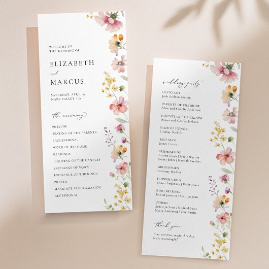 Boho Meadow Wildflower Wedding Program Programm
