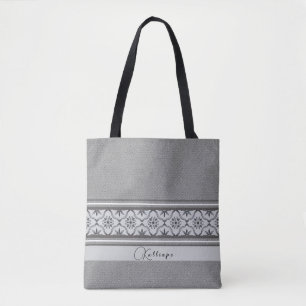 Boho Mediterranean Schwarz-weiß Tile Personalisier Tasche
