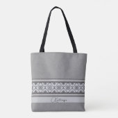 Boho Mediterranean Schwarz-weiß Tile Personalisier Tasche (Rückseite)