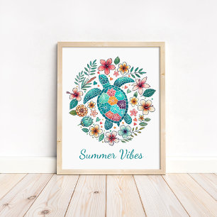 Boho Meeresschildkröte Kunst Druck - Ozean Wandkun Poster