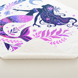 Boho Meerjungfrau unter dem Meer Rosa & Lila Sherpadecke