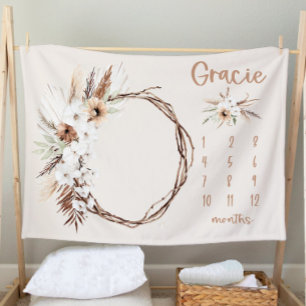 Boho Meilenstein Decke Mädchen - Monatsdecke-Perso