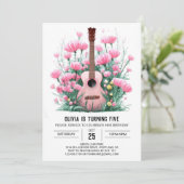 Boho Melodic Guitar Birthday Einladung (Stehend Vorderseite)