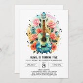 Boho Melody Guitar Birthday Einladung (Vorne/Hinten)