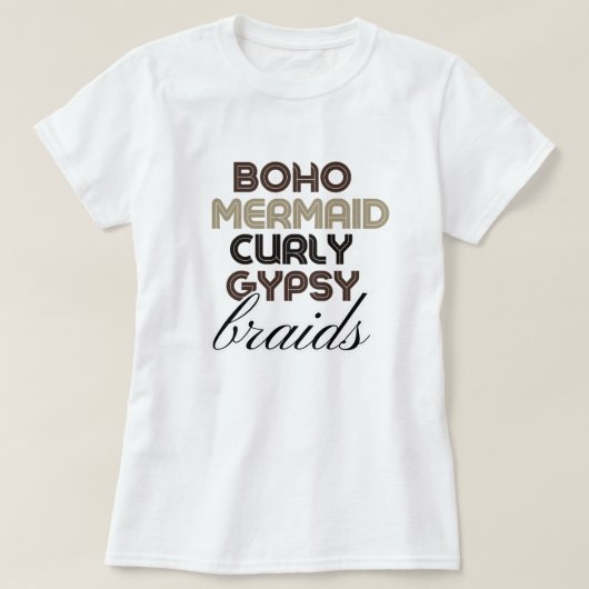 Boho Mermaid Braids Black Hair Custom Tee (Design vorne)