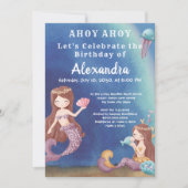 Boho Mermaid, Under Sea Boy Birthday Party Einladung (Vorderseite)