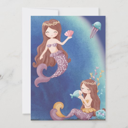 Boho Mermaid, Under Sea Boy Birthday Party Einladung (Rückseite)