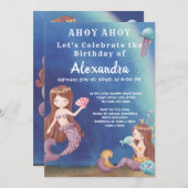 Boho Mermaid, Under Sea Boy Birthday Party Einladung (Vorne/Hinten)
