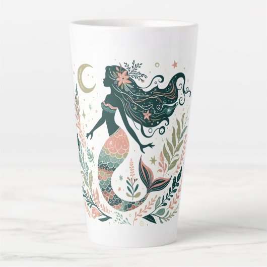 Boho Mermaid unter dem Meer Whimsical Milchtasse (Vorderseite)