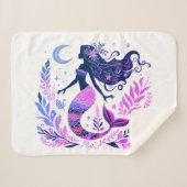Boho Mermaid unter Meeresrosa und Lila Sherpadecke (Vorderseite (Horizontal))