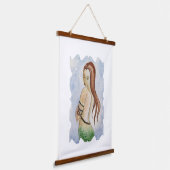 Boho Mermaid Watercolor Wood Topped Wandteppich Mit Holzrahmen (Gewinkelt)