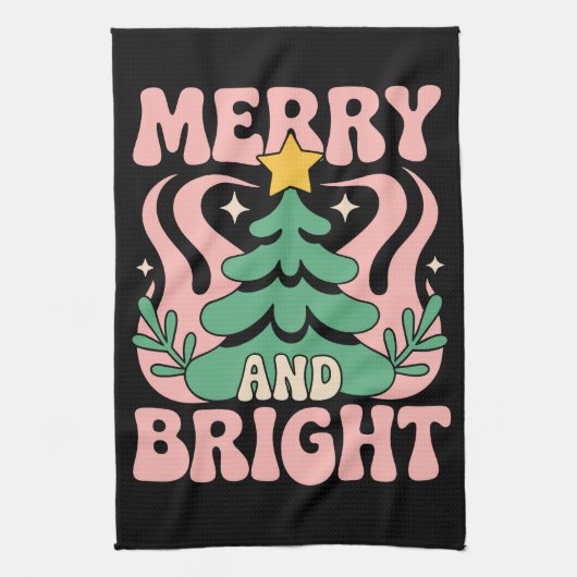 Boho Merry and Bright Personalized Floral Xmas Geschirrtuch (Vertikal)