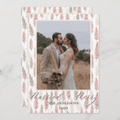 Boho Merry and Married Script Wedding Christmas Dankeskarte (Vorne/Hinten)