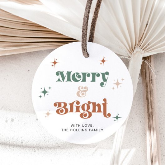 Boho Merry & Bright Christmas Tag Weihnachtsgesche Geschenkanhänger
