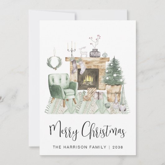 Boho Merry Christmas Feiertagskarte (Vorderseite)