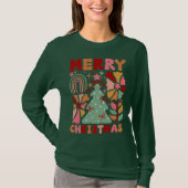 Boho Merry Christmas Retro Frau T-Shirt (Vorderseite)