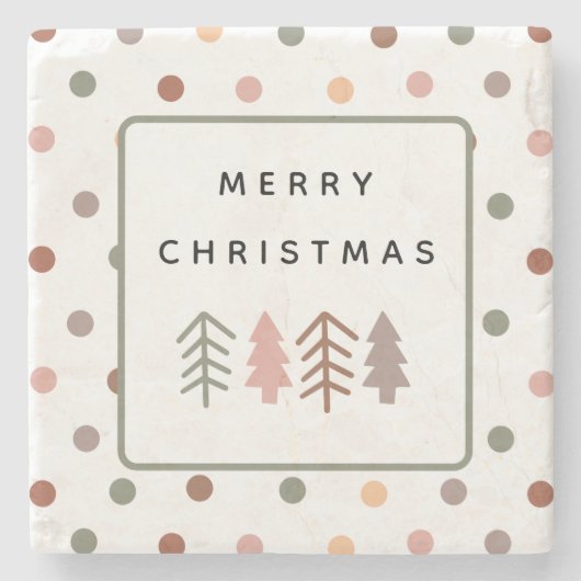 Boho Merry Christmas Trees and Dots Steinuntersetzer (Vorderseite)