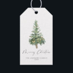 Boho Merry Christmas Watercolor Tree Geschenkanhänger<br><div class="desc">Einfache und wunderschöne Weihnachtsgeschenktafel mit einem Aquarellweihbaum und frohen Weihnachten in einem eleganten Kalligraphie-Schriftart. Personalisieren Sie und personalisieren Sie mit Ihrem Namen und Jahr.</div>