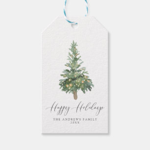 Boho Merry Christmas Watercolor Tree Geschenketags Geschenkanhänger
