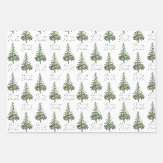 Boho Merry Christmas Watercolor Tree Geschenkpapier Set (Vorderseite 2)