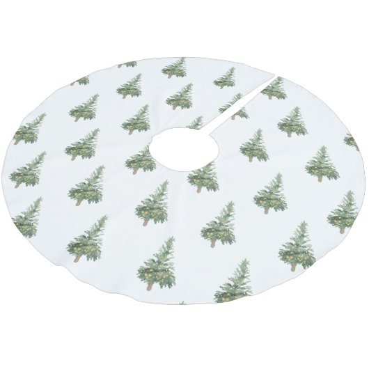 Boho Merry Christmas Watercolor Tree Polyester Weihnachtsbaumdecke (Schrägansicht)