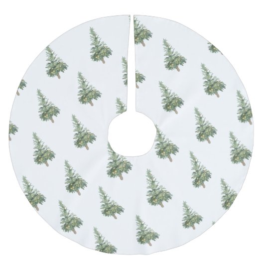 Boho Merry Christmas Watercolor Tree Polyester Weihnachtsbaumdecke (Vorderseite)