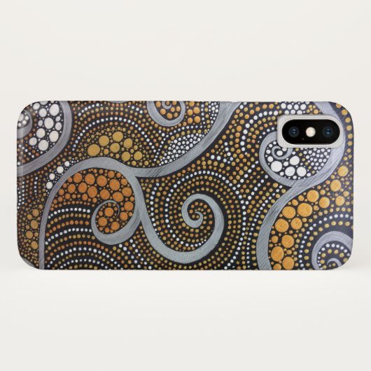 Boho metallischer Wirbel und Punkte Case-Mate iPhone Hülle (Rückseite (Horizontal))