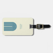 Boho Mid Century Blue Arch Line Gepäckanhänger (Vorderseite horizontal)