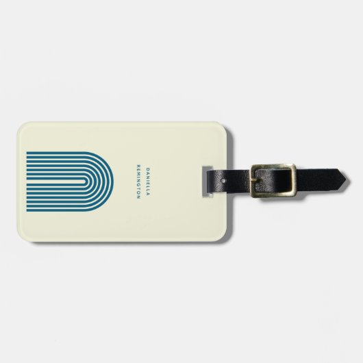 Boho Mid Century Blue Arch Line Gepäckanhänger (Vorderseite horizontal)