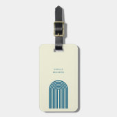 Boho Mid Century Blue Arch Line Gepäckanhänger (Vorderseite vertikal)