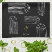 Boho Mid Century Chic Regenbogen Monogramm Geschirrtuch (Gefaltet)