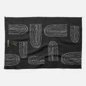 Boho Mid Century Chic Regenbogen Monogramm Geschirrtuch (Horizontal)