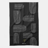 Boho Mid Century Chic Regenbogen Monogramm Geschirrtuch (Vertikal)