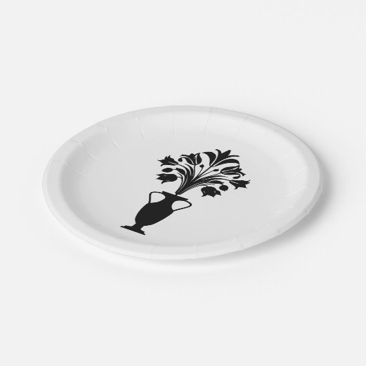 Boho Mid Century Flower Pot Pappteller (Schrägansicht)