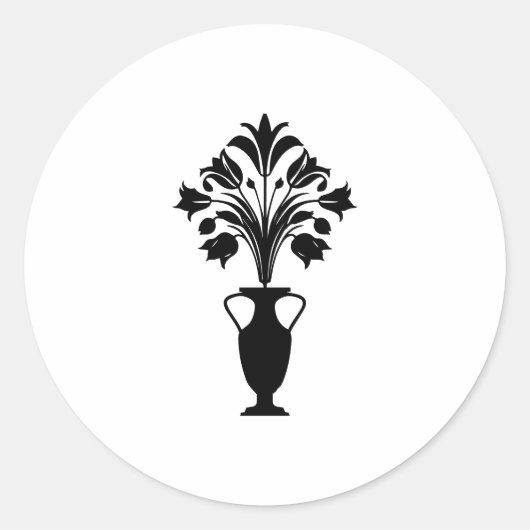 Boho Mid Century Flower Pot Runder Aufkleber (Vorderseite)