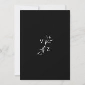 Boho Minimal Black and White Leaf Monogram Wedding Einladung (Rückseite)